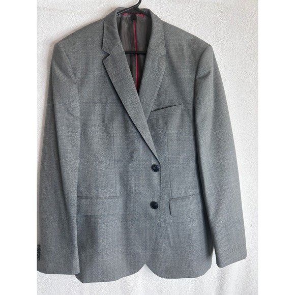 Hugo Boss Grey Two Button Blazer Jacket Mens 42S Regular Fit Notch Lapel Grey